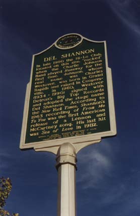 Del Shannon historical marker in Battle Creek, Michigan
