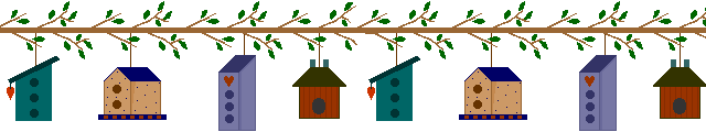 line of bird houses