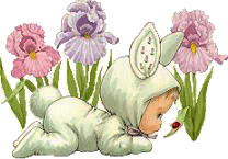 kid bunny and flowers